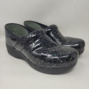 Dansko Clogs Womens EU41 US10.5 Mules XP 2.0 Patent Rainbow Flecks Black Slip On